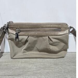 HOBO International Tan Leather & Nylon Crossbody Bag Purse